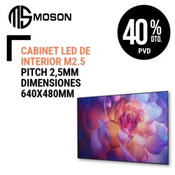 Cabinet Moson de interior Pitch 2,5mm Dimensiones 640x480 mm Brillo 700 Mantenimiento Frontal, Conexión cableada.