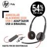 Auricular Poly Blackwire 3220 USB C  Adaptador USB A 8X228AA  Binaural, control de llamadas en el cable, descolgar colgar volumen y mute Estandard.