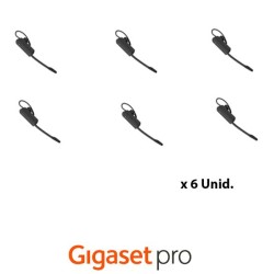 Auricular Inalámbrico Dect Gigaset CH21D PRO Convertible, Gancho Oreja + Banda Cuello + Diadema. Pack 6 ud.+Multicargador.