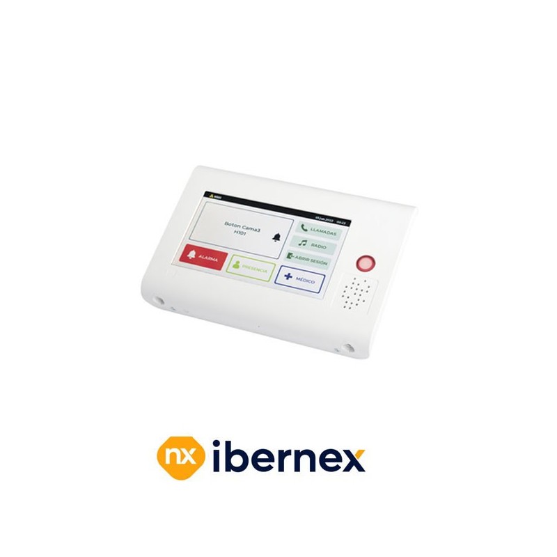Ibernex Terminal de habitación IP de superficie con carcasa antibacteriana, lector Rfid Mifare y pantalla táctil de 7"