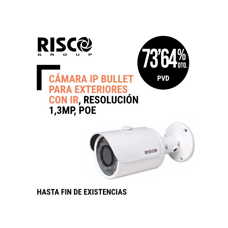 Cámara IP Bullet Risco para exteriores con IR 13MP PoE  Agility 3  LightSys
