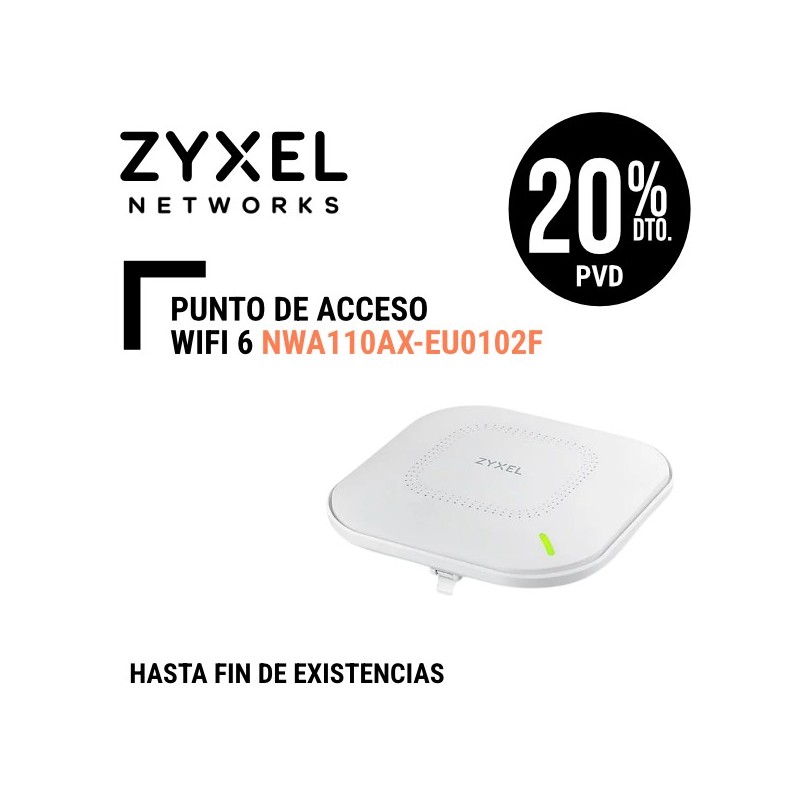 Punto de Acceso Zyxel WiFi6 GbE 2x2 PoE 1775Mbps incluye Alimentador Corriente