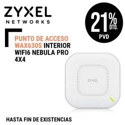 Punto Acceso Zyxel Interior WiFi6 WAX630S Nebula PRO 4x4  4x4 antenas Smart Antenna puerto MultiGiga 25Gbps sin Alimentador Corriente