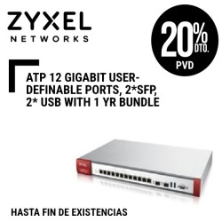 Zyxel ATP 12 Gigabit user-definable ports, 2*SFP, 2* USB with 1 Yr Bundle.