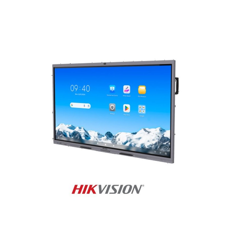 Monitor Interactivo Hikvison 75", 4K, Android 14 (EDLA),  memory 8GB, build-in 128GB storage,  45 points infrared touch, Built-in 8 MP camera with AI function, and 8 microphone arrays