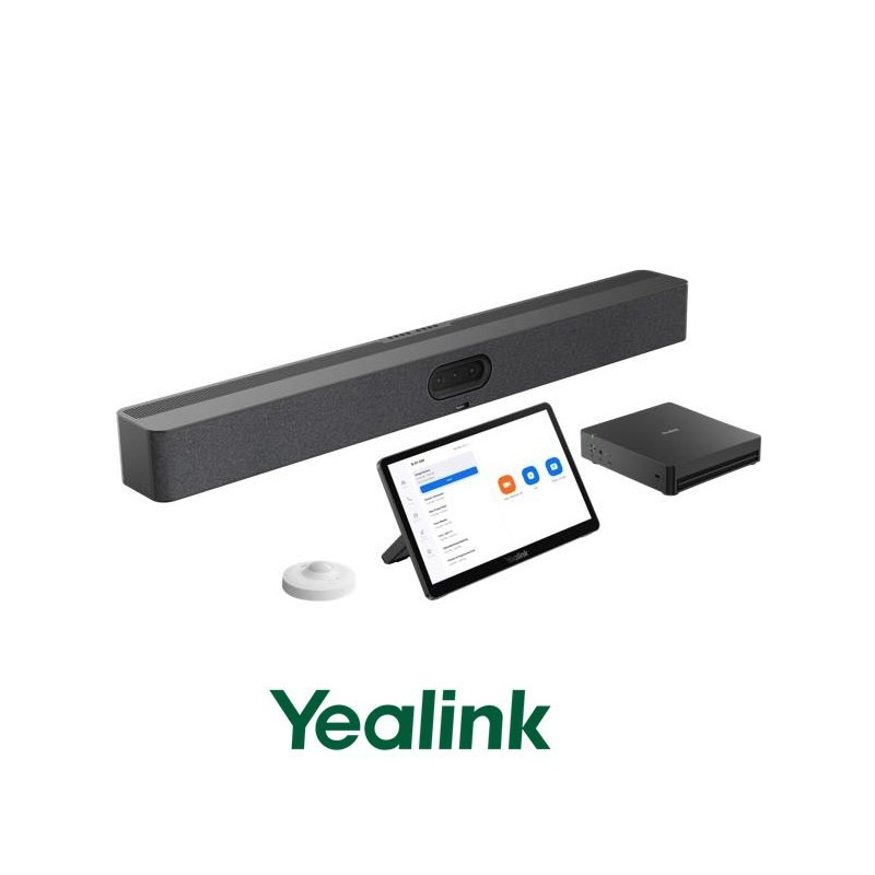 Yealink Native Zoom Room system for Small-to-medium rooms. 1x  Meetingbar A50, MCoreKit-C5U (with MCore4 mini-PC, MTouch Plus and  RoomSensor)