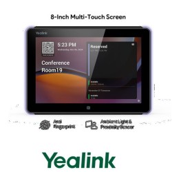 8 inch Android Yealink Scheduling Panel. For certified booking platforms: Space connect, Flowscape, Zoom,Microsoft, Gingco systems.