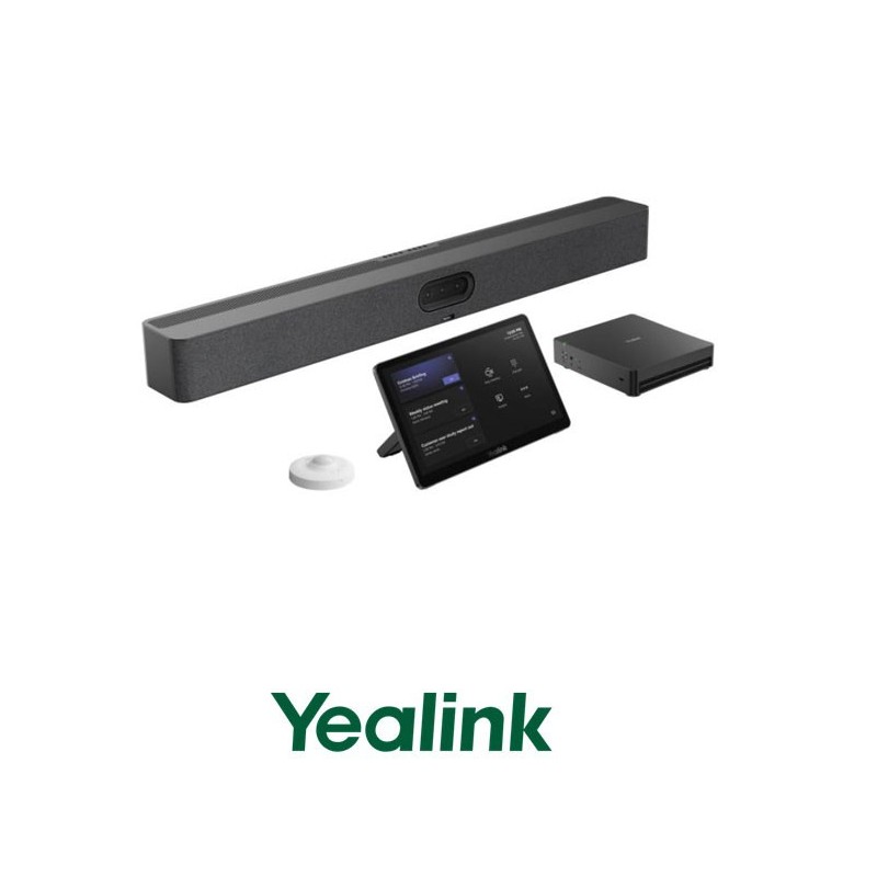 Yealink Native  Microsoft  Teams  Rooms  system  for  Medium-to-large  rooms: MeetingBar  A50  Intellient  AIO  device,  Yealink MCoreKit-C5U  (Mcore4 mini PC+ Mtouch Plus and RoomSensor). 2 year Warranty.